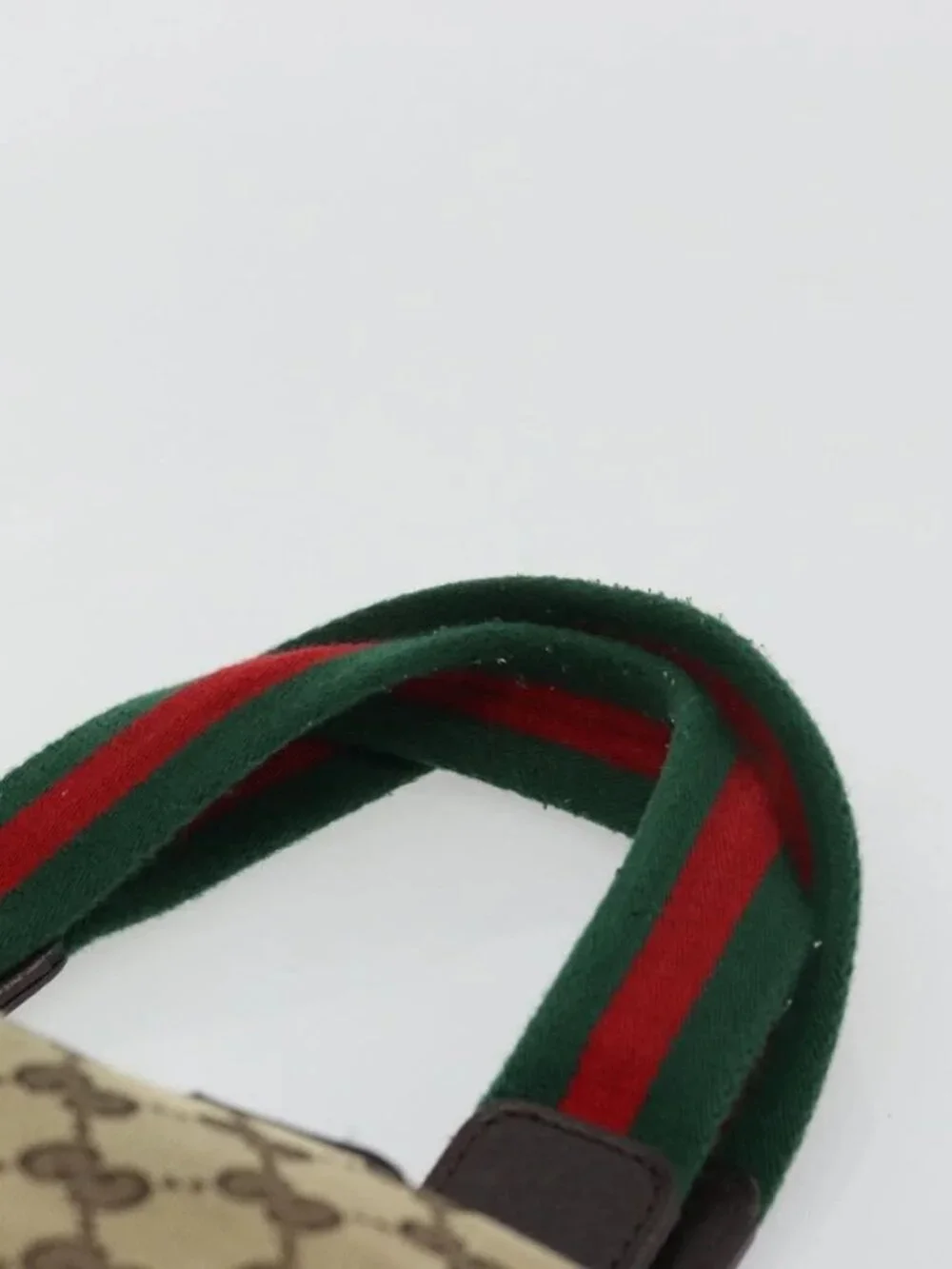 GUCCI GG Canvas Web Sherry Line Hand Bag Beige Red Green 145810 Auth 175735